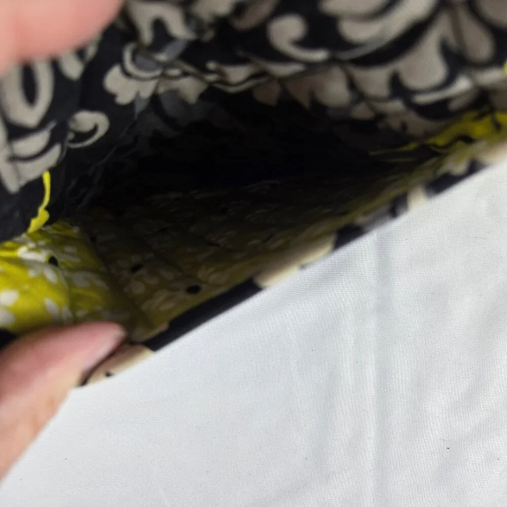 Vera Bradley Quilted Crossbody Bag w/Matching Coin Purse Black Gray Yellow White